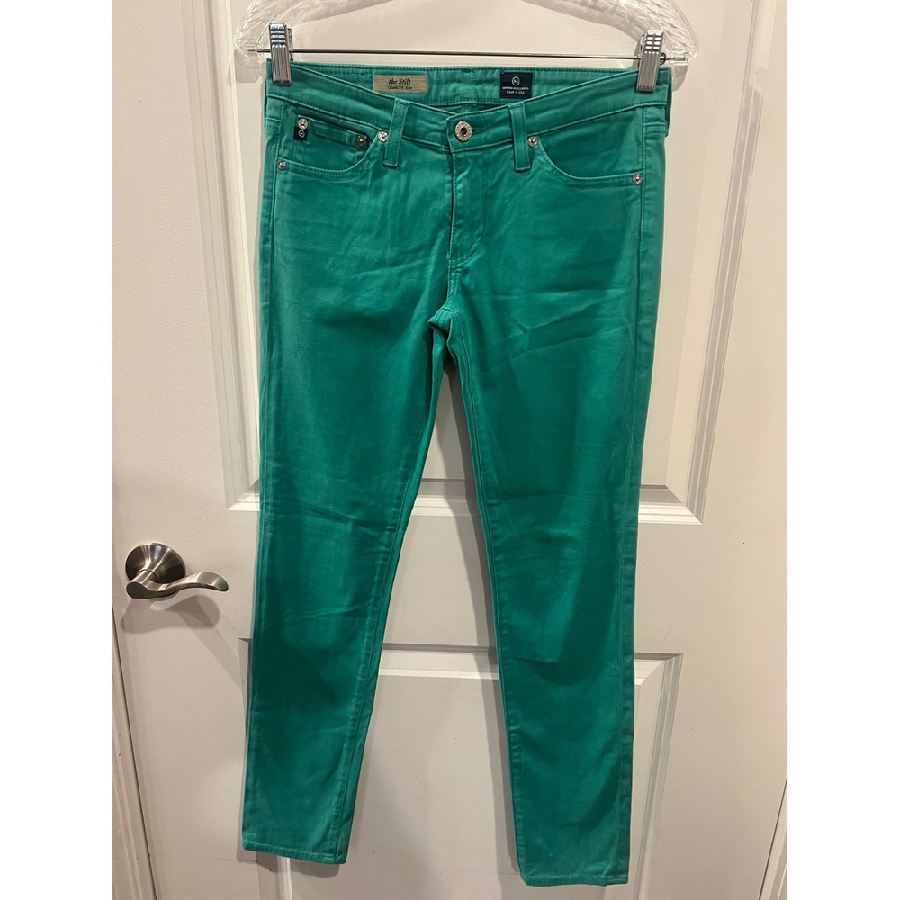 AG Womens Cigarette Jeans The Stilt Stretch Green Size 26R